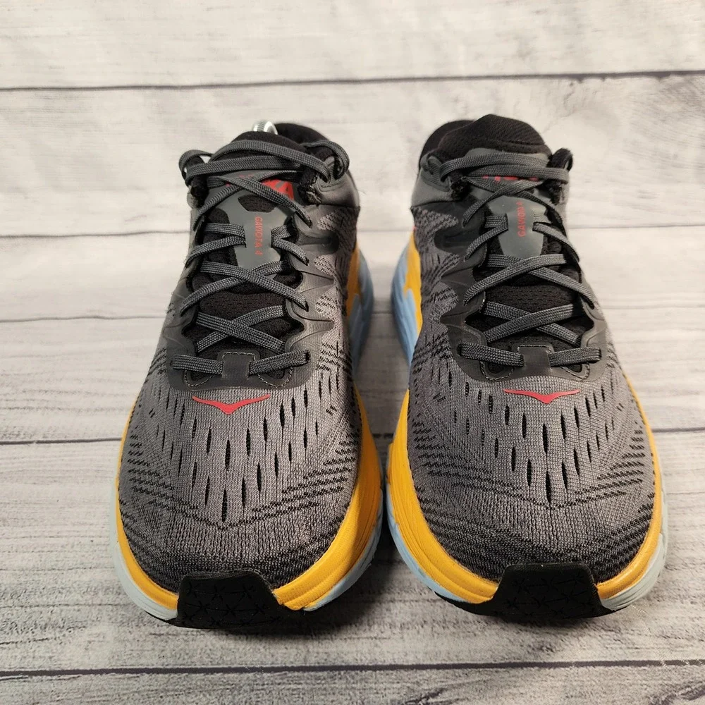 Hoka Gaviota 4 Mens Size 10 Running Shoes Gray Orange Blue Stability Sneakers